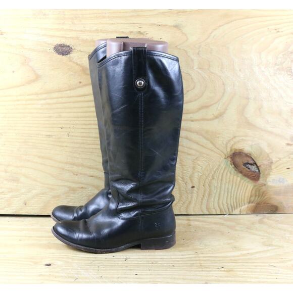 Frye Shoes - Frye Boots Womens 6.5 B Black Leather Melissa Button Equestrian Extended Calf